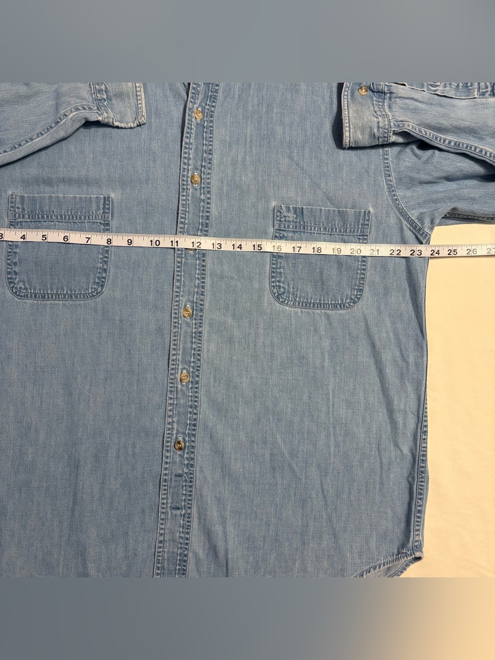 Authentic Vintage 1990’s Marlboro Country Store Denim Button-Down Shirt size L - Picture 2 of 8